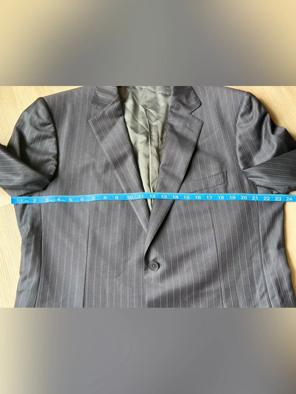 Ermenegildo Zegna Trofeo Suit Jacket Blazer Black Pinstripe Wool Mens 42L